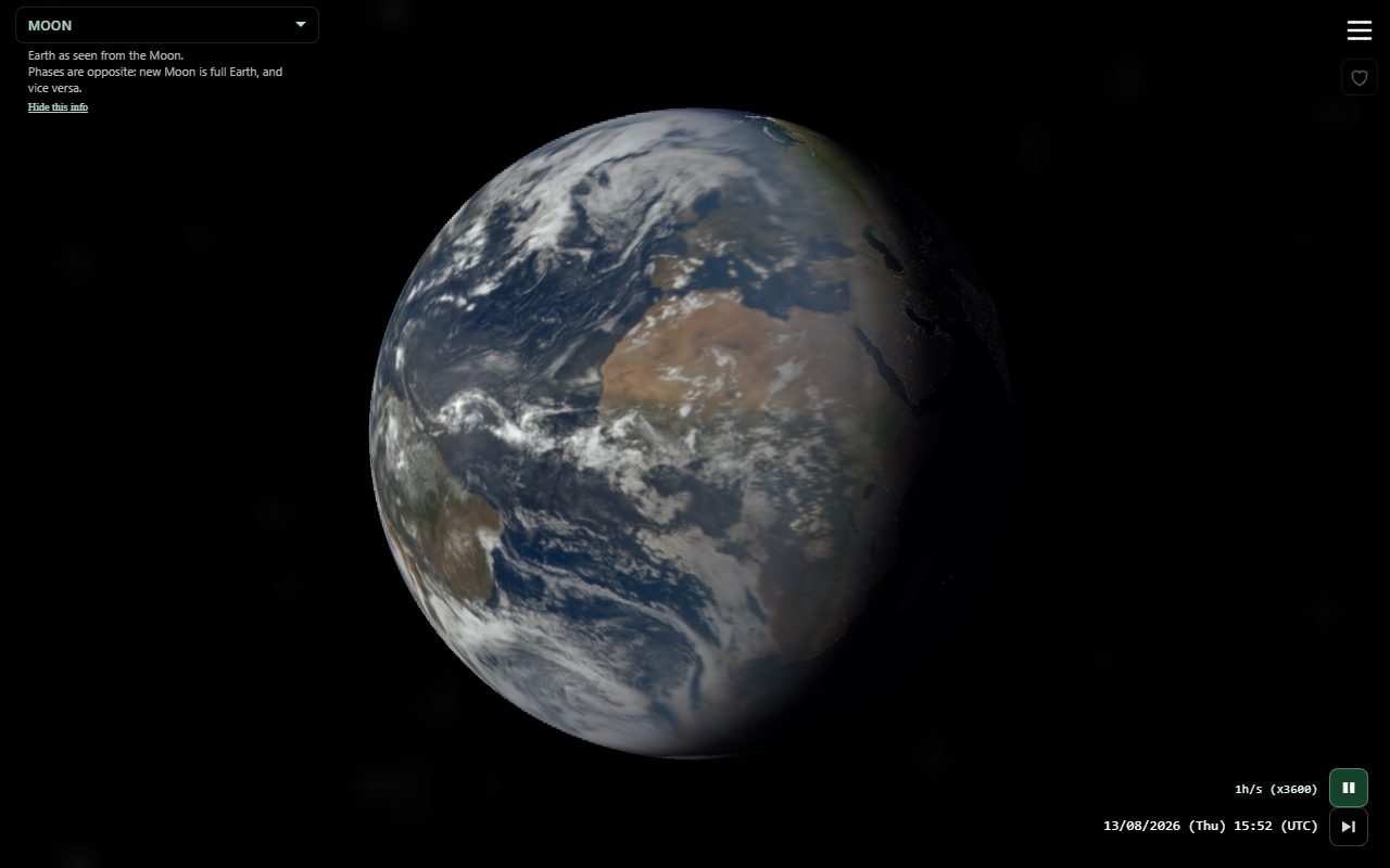 Earth from the Moon, with the MOON view caption